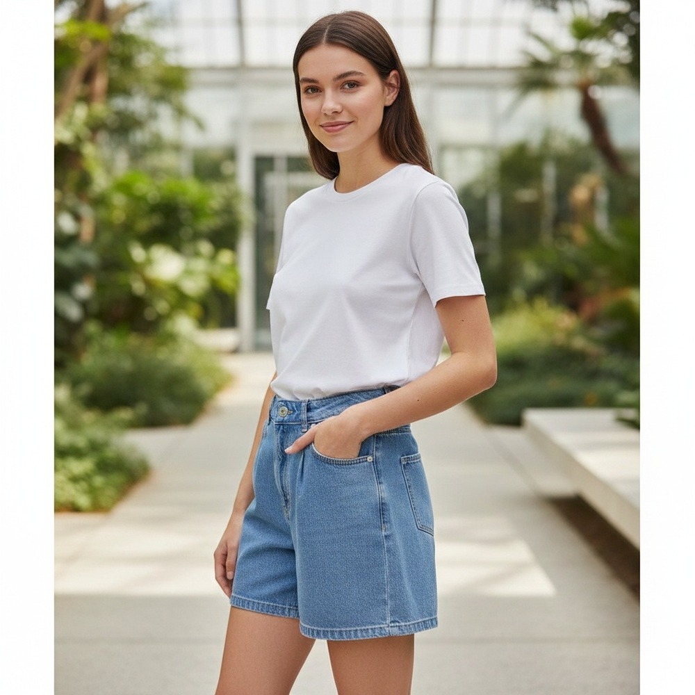 LOFT‎ Made and Loved Denim Shorts High Rise Pleated Light Wash - Size 28/6